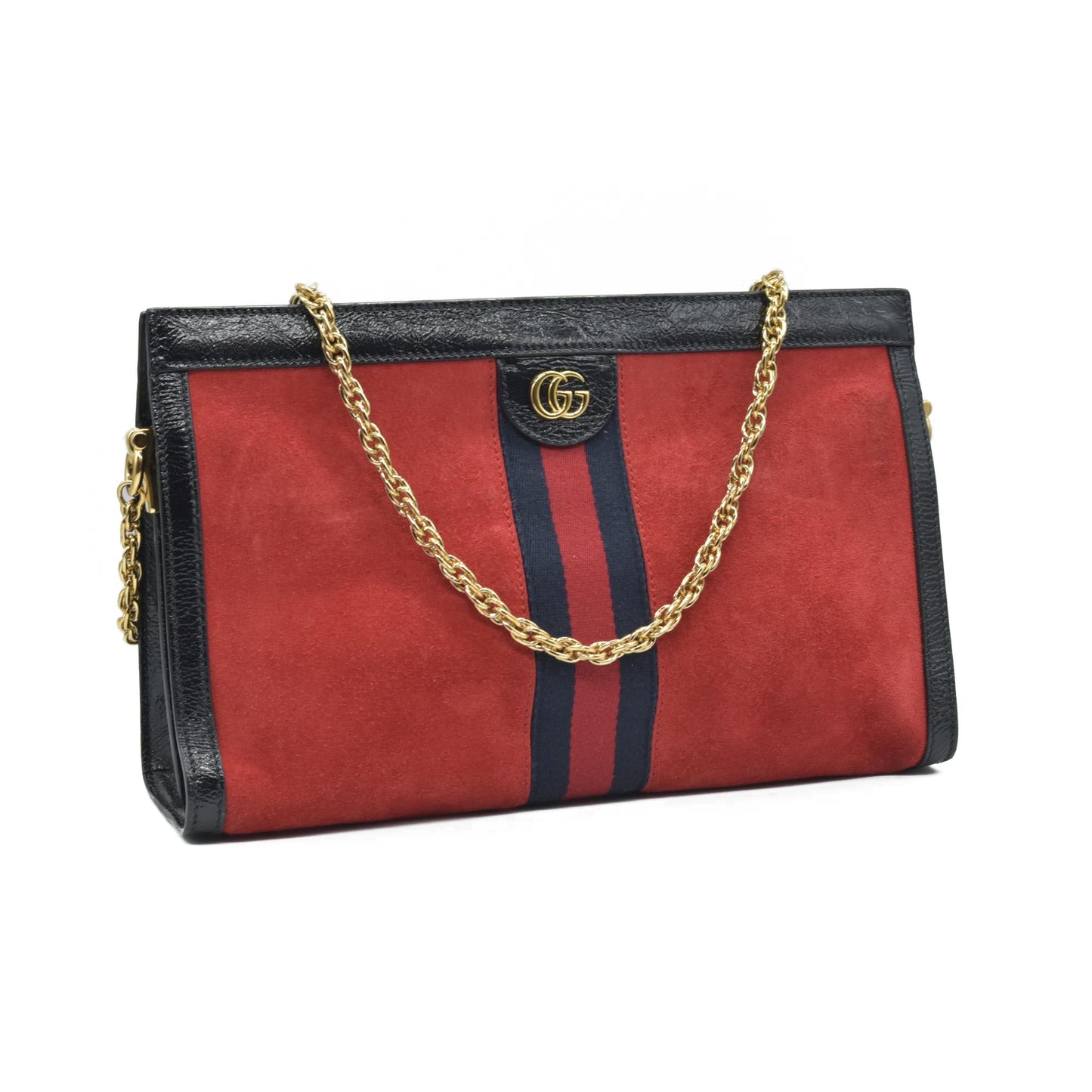 $2050 Gucci Double G Ophidia Small Suede Red