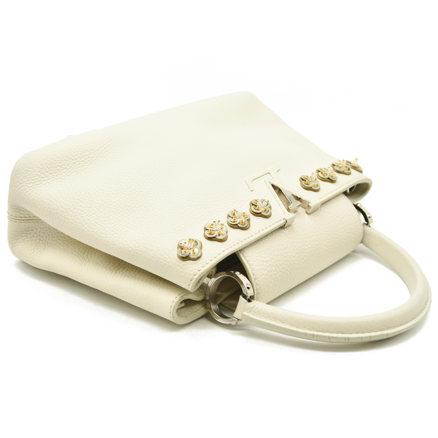 Louis Vuitton Capucines PM Sequin Embellished Shoulder Bag Off White