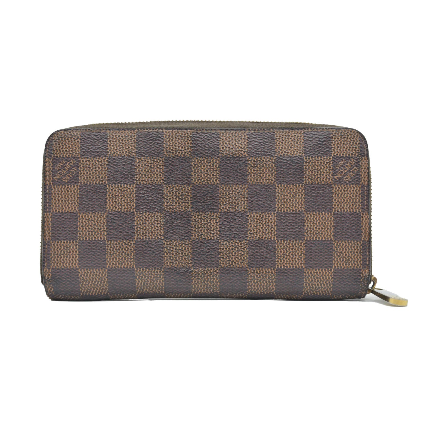 $915 2012 Louis Vuitton Damier Zippy Zip Around Long Wallet Purse Brown* CA1162
