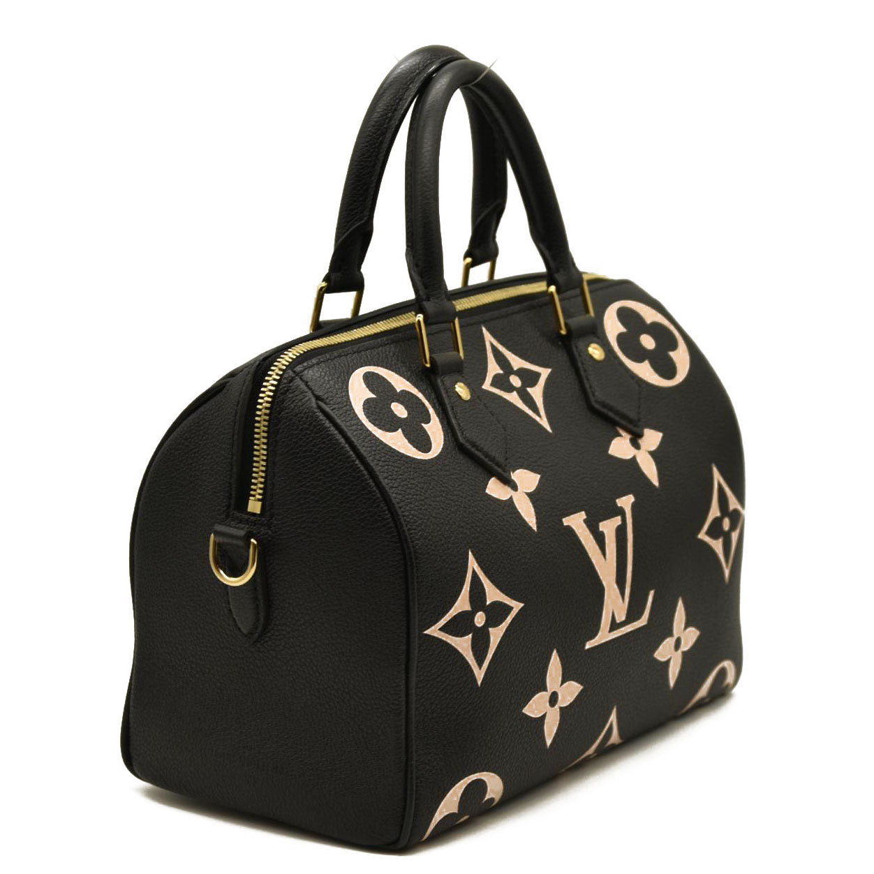 Louis Vuitton  Empreinte Monogram Giant Speedy Bandouliere 25 Black Beige RFID