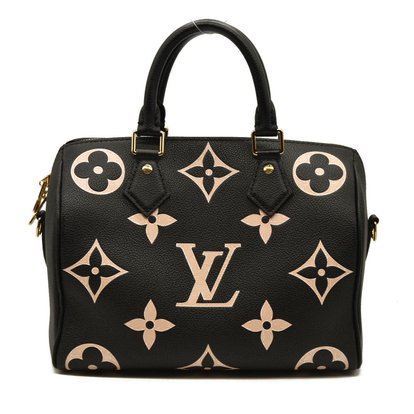 Louis Vuitton  Empreinte Monogram Giant Speedy Bandouliere 25 Black Beige RFID