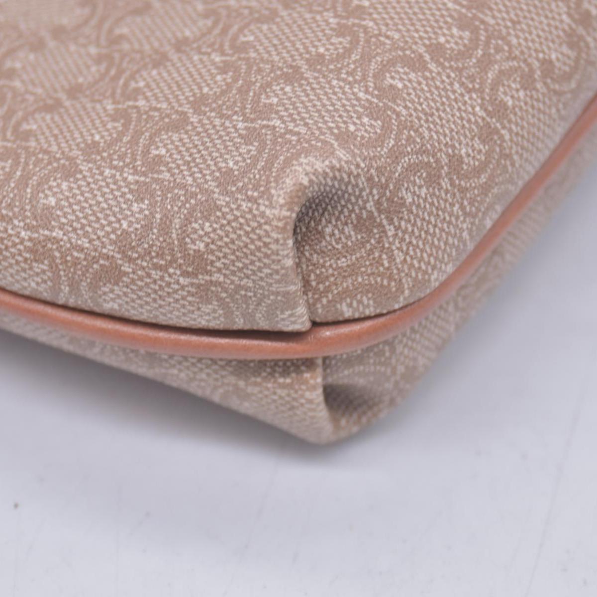 CELINE Macadam Coated Canvas Flap Clutch Shoulder Bag Tan CONSIGNMENT 10021233