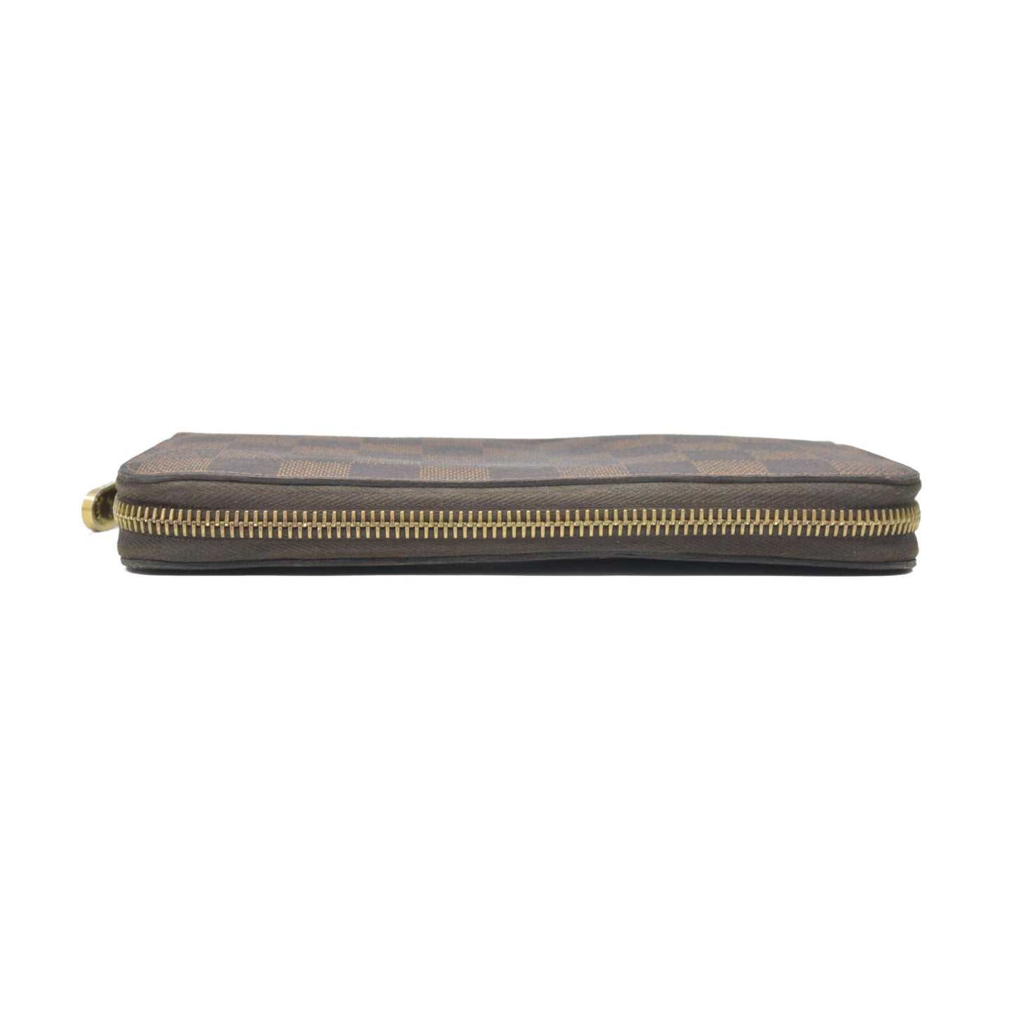 $915 2012 Louis Vuitton Damier Zippy Zip Around Long Wallet Purse Brown* CA1162