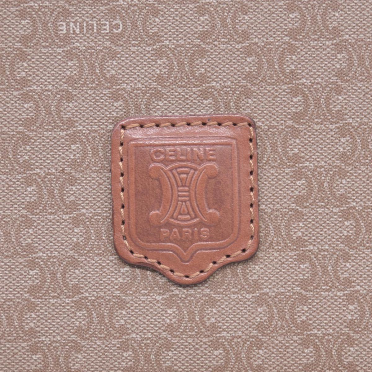 CELINE Macadam Coated Canvas Flap Clutch Shoulder Bag Tan CONSIGNMENT 10021233