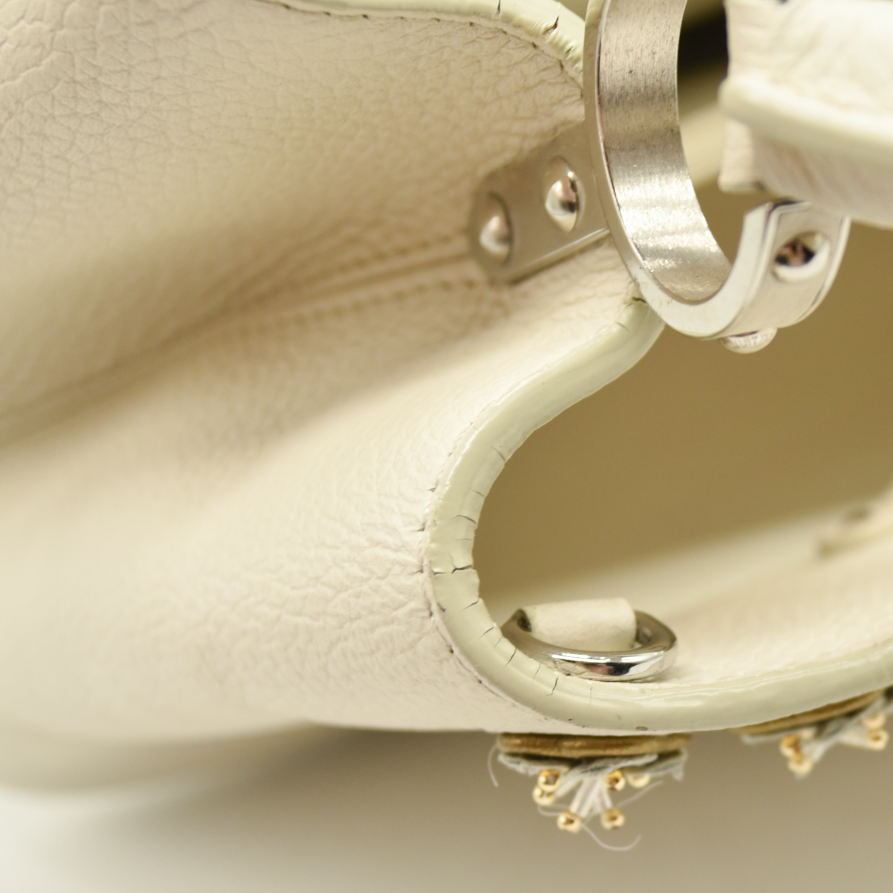 Louis Vuitton Capucines PM Sequin Embellished Shoulder Bag Off White