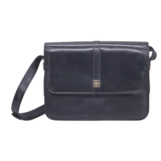 GIVENCHY Smooth Calfskin 4G Logo Flap Crossbody Bag Black CONSIGNMENT 10021186