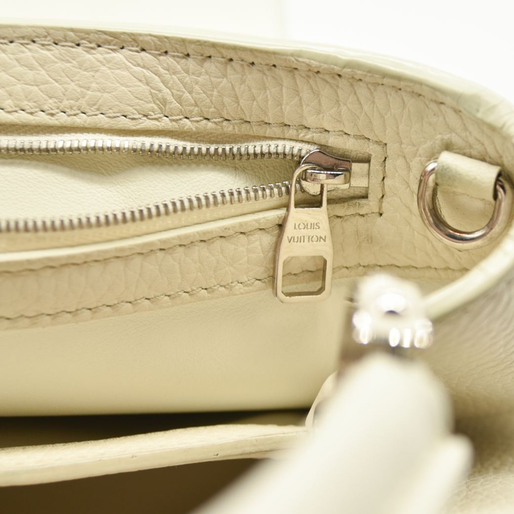 Louis Vuitton Capucines PM Sequin Embellished Shoulder Bag Off White