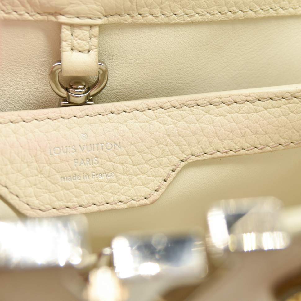 Louis Vuitton Capucines PM Sequin Embellished Shoulder Bag Off White