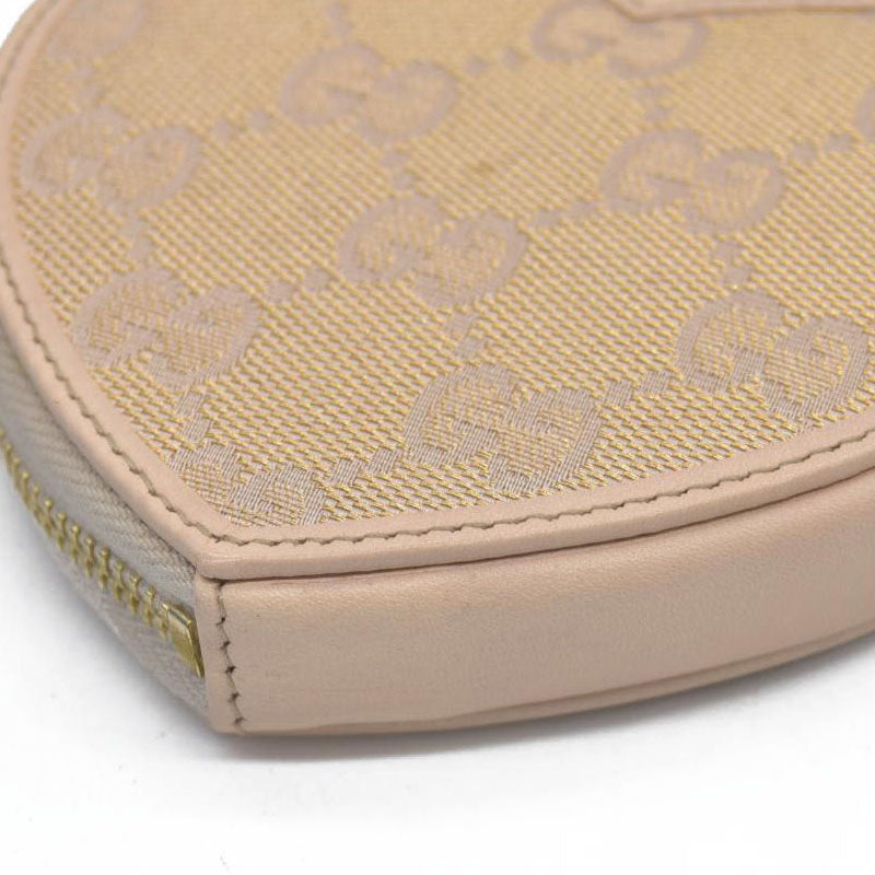 $480 Gucci GG Canvas Heart Coin Purse