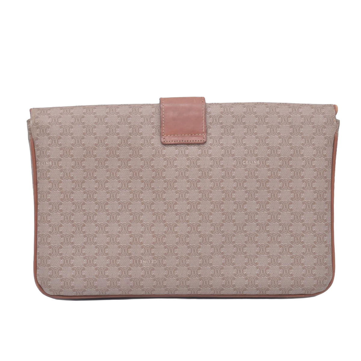CELINE C Macadam Canvas Flap Shoulder Bag Chain Strap Tan CONSIGNMENT 10021189
