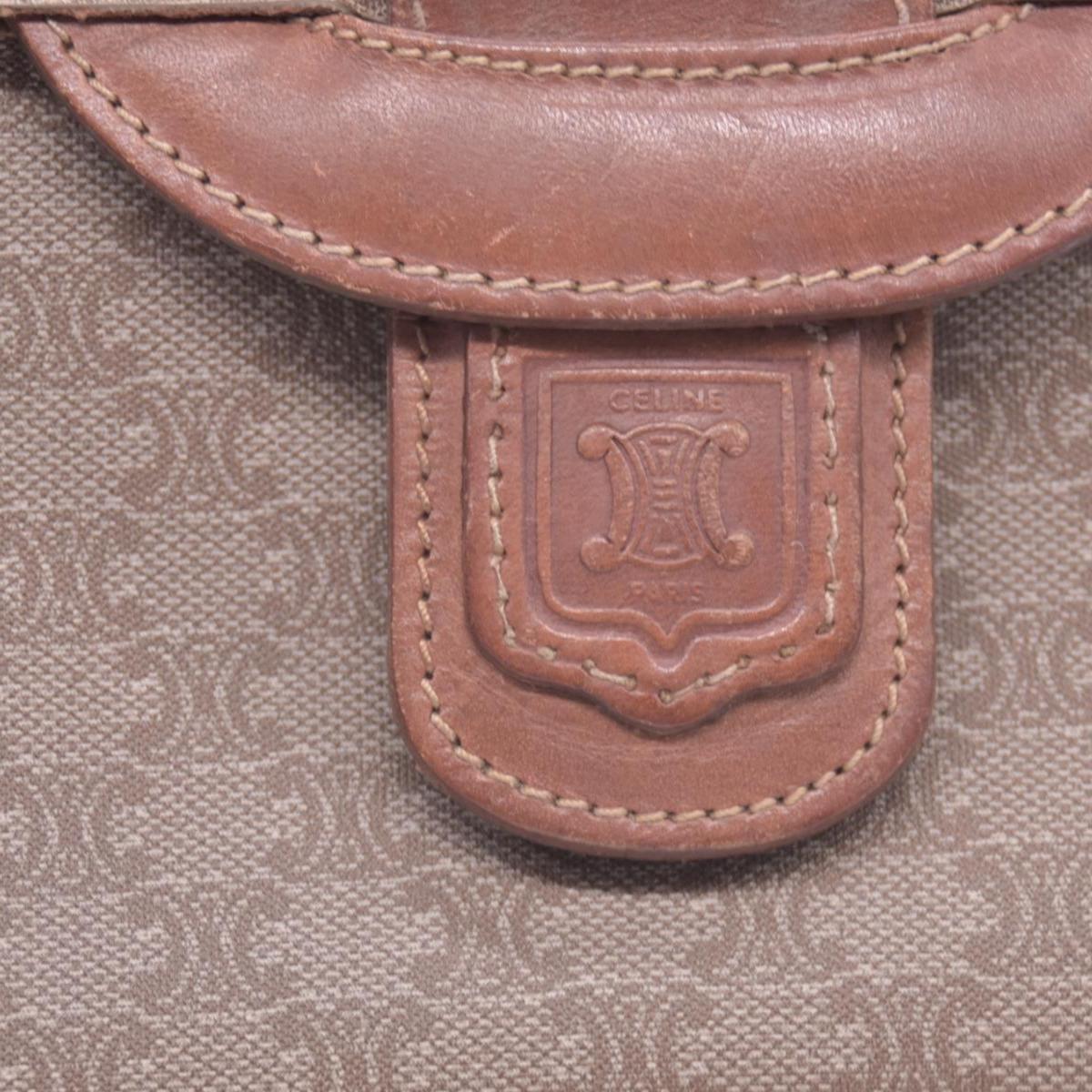 CELINE C Macadam Canvas Flap Shoulder Bag Chain Strap Tan CONSIGNMENT 10021189