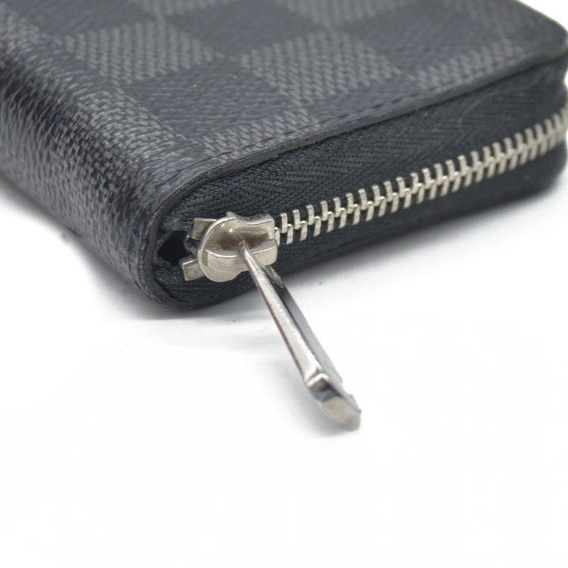 Louis Vuitton Damier Graphite Zippy Zip Coin Purse Wallet Black MI4101