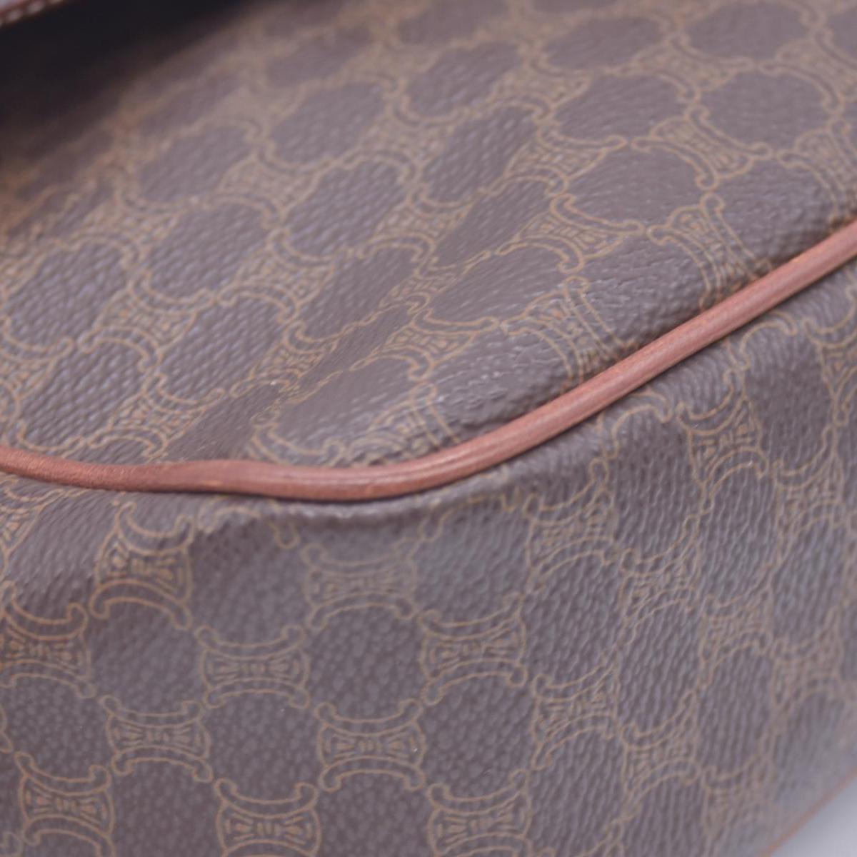 CELINE Macadam Coated Canvas Ring Circle Logo Crossbody Bag Brown CONSIGNMENT 10021238