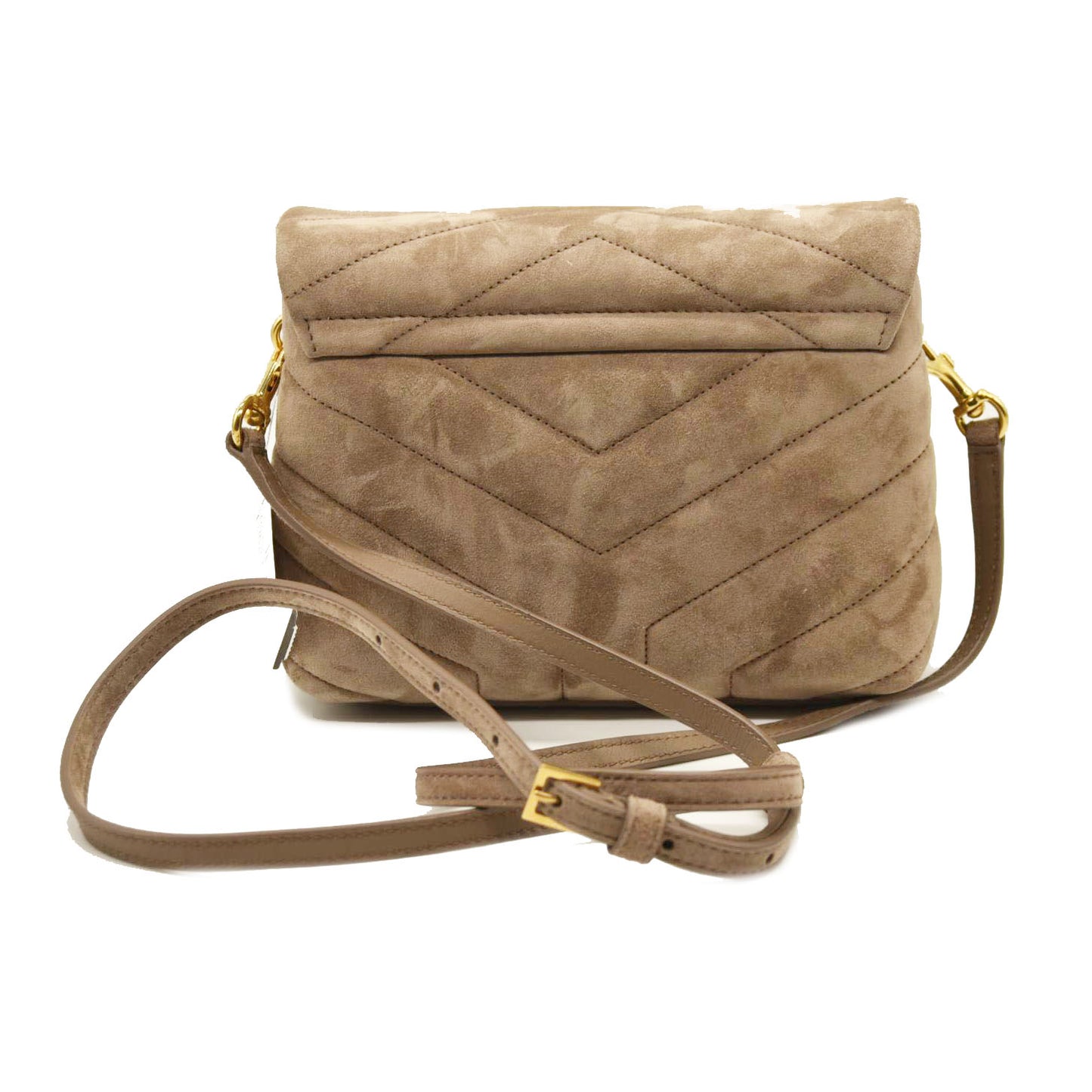 SAINT LAURENT  Suede Toy Loulou Shoulder Bag Taupe