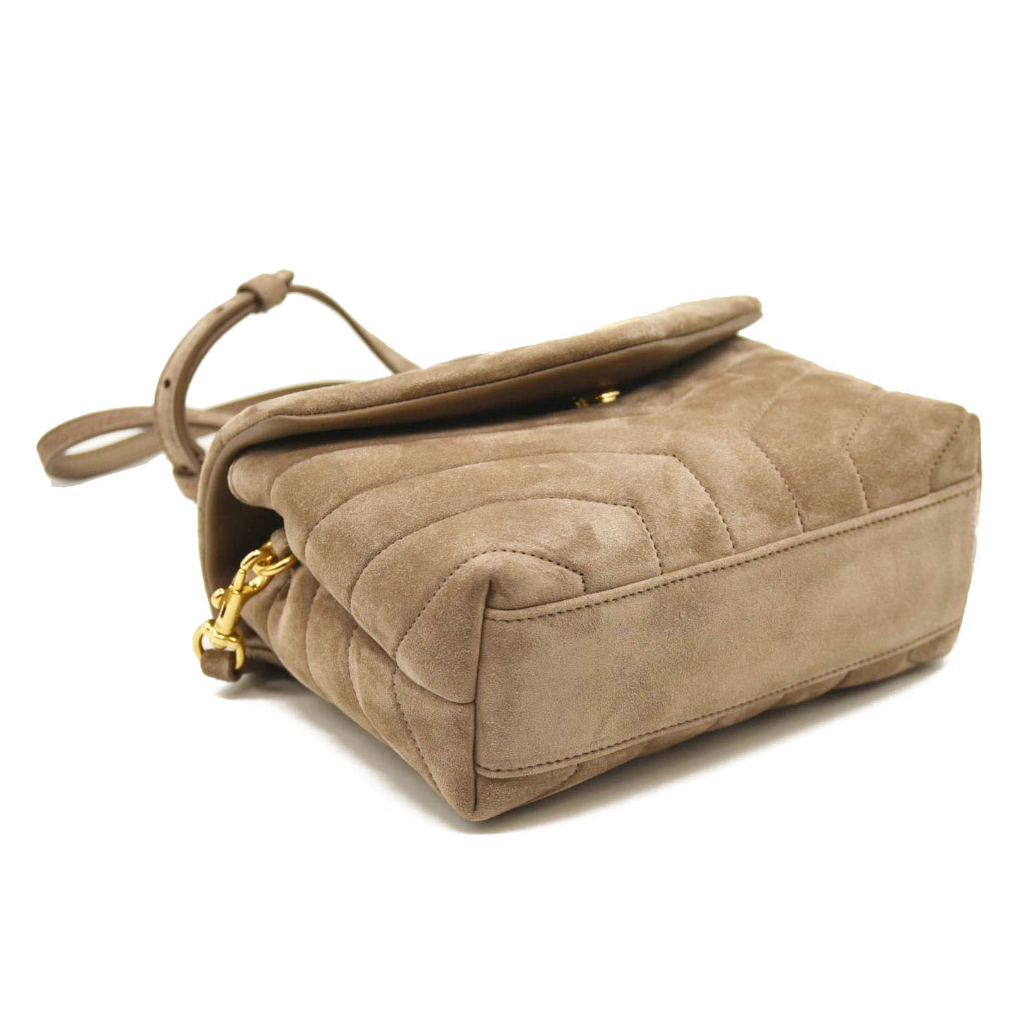 SAINT LAURENT  Suede Toy Loulou Shoulder Bag Taupe