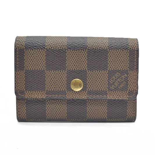 Louis Vuitton Damier Porte Monnaie Plat Coin Purse Wallet Brown MI1014