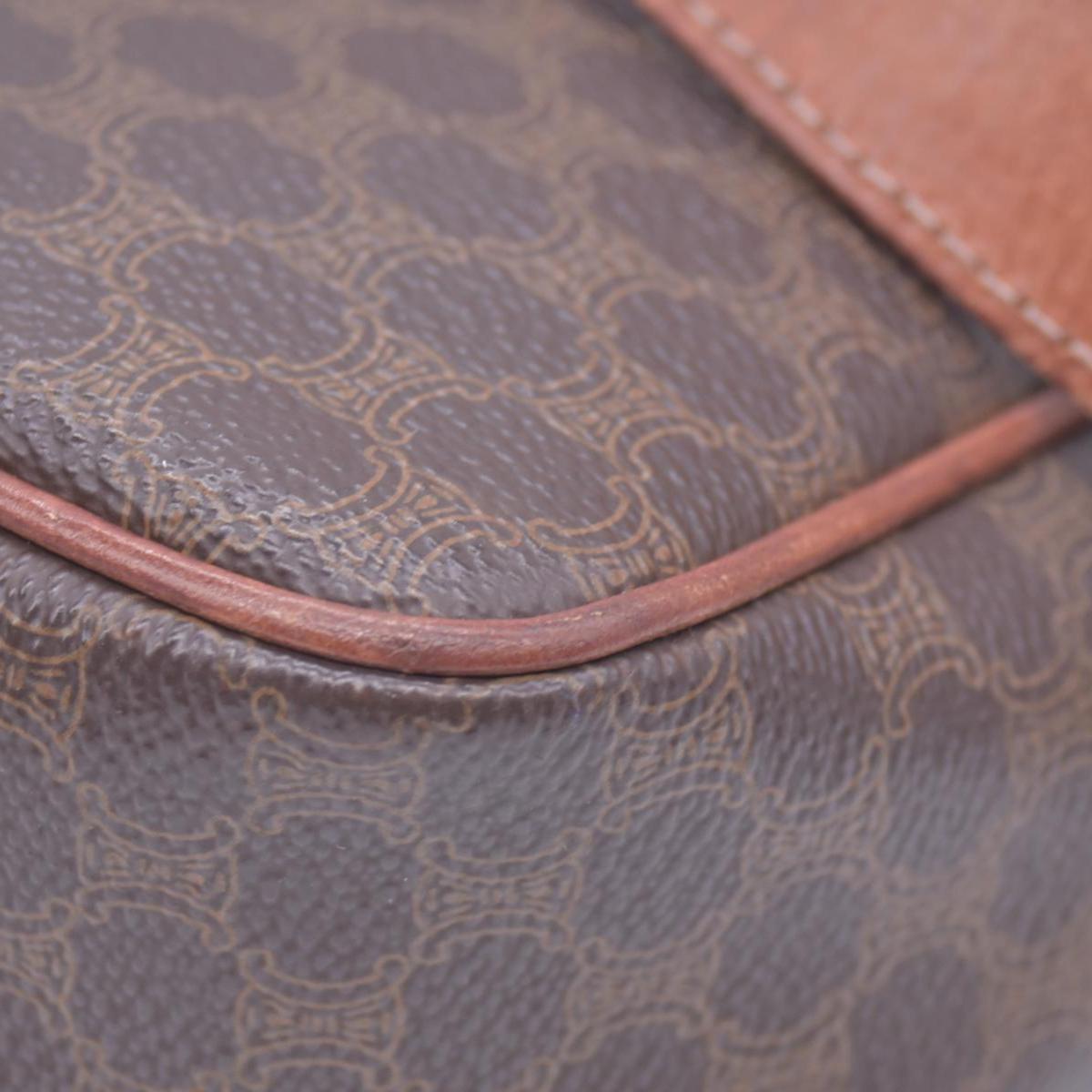CELINE Macadam Coated Canvas Ring Circle Logo Crossbody Bag Brown CONSIGNMENT 10021238