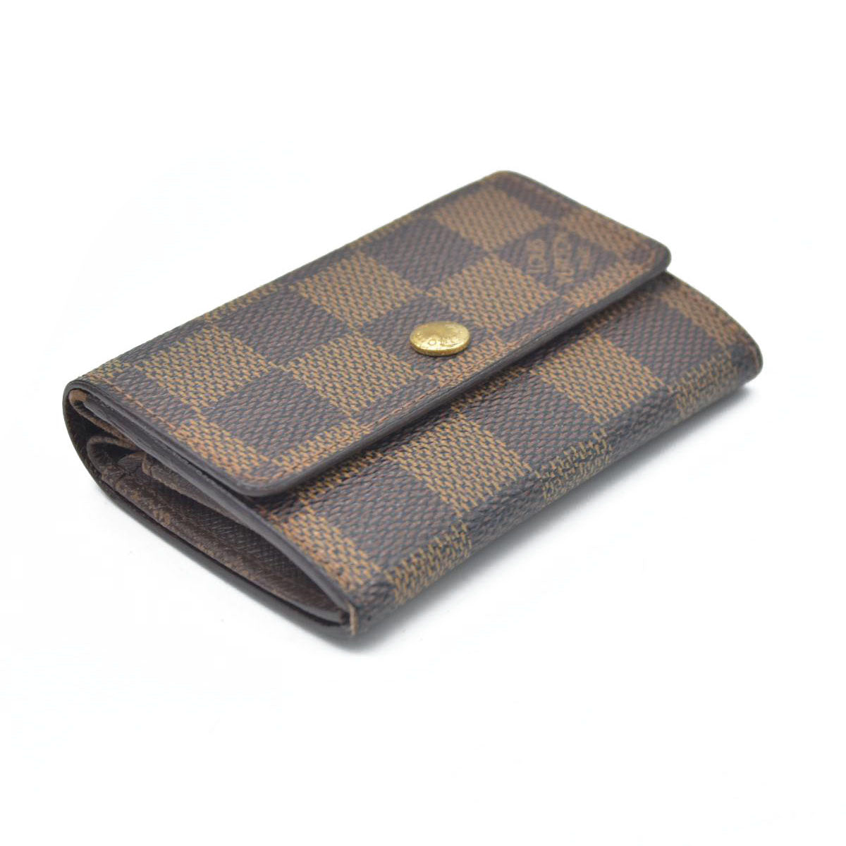 Louis Vuitton Damier Porte Monnaie Plat Coin Purse Wallet Brown MI1014