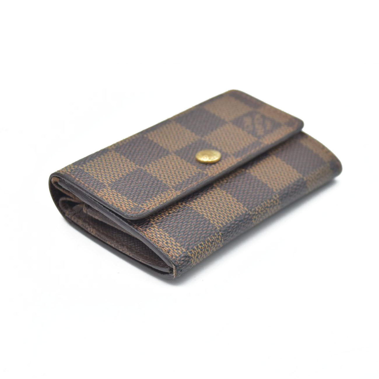 Louis Vuitton Damier Porte Monnaie Plat Coin Purse Wallet Brown MI1014