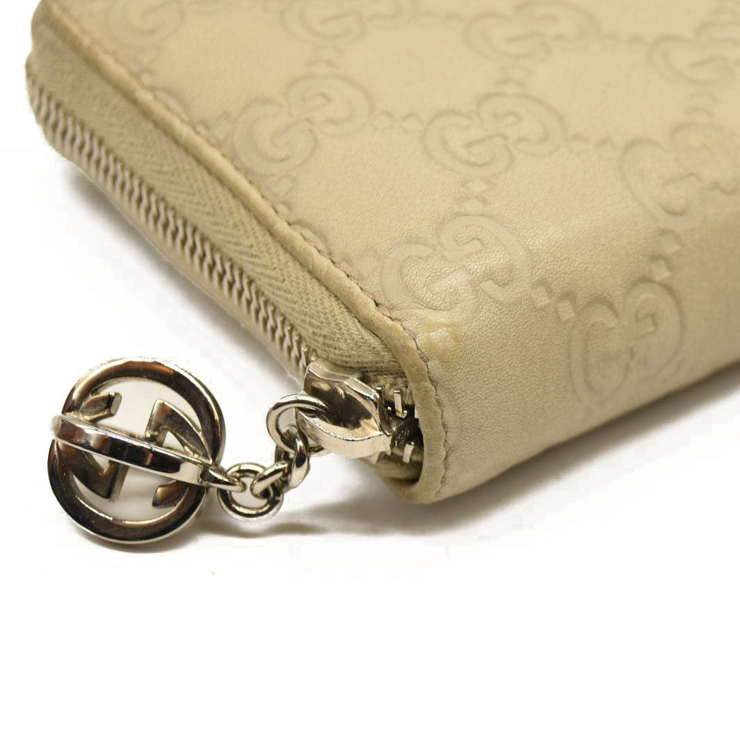 Gucci  Guccissima Large Twins Zip Around Off White
