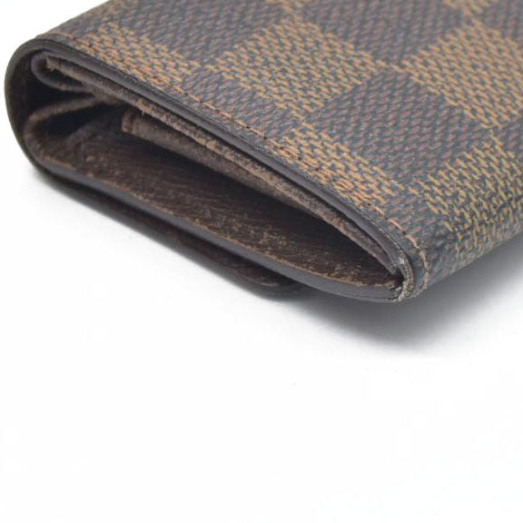 Louis Vuitton Damier Porte Monnaie Plat Coin Purse Wallet Brown MI1014
