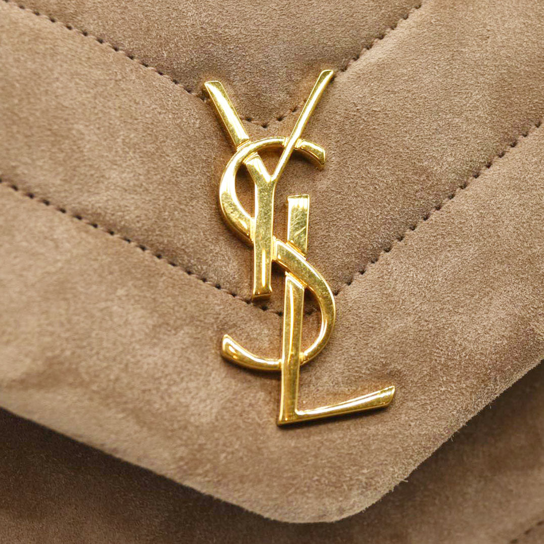 SAINT LAURENT  Suede Toy Loulou Shoulder Bag Taupe