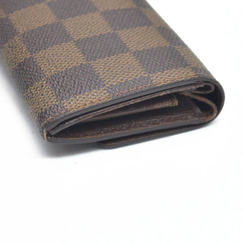 Louis Vuitton Damier Porte Monnaie Plat Coin Purse Wallet Brown MI1014
