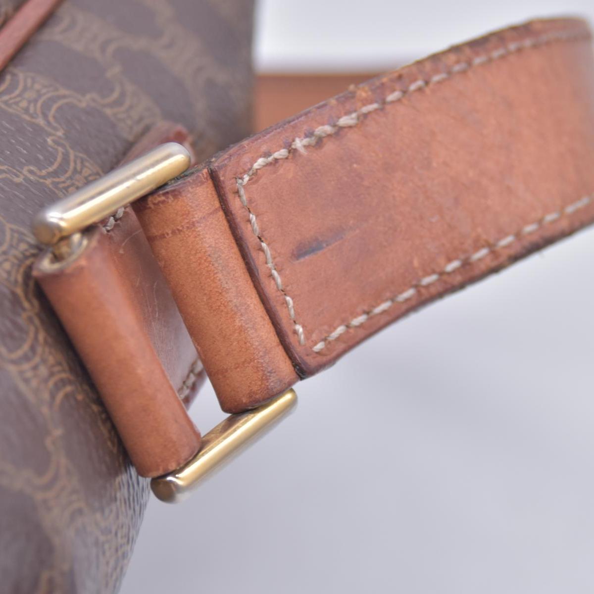CELINE Macadam Coated Canvas Ring Circle Logo Crossbody Bag Brown CONSIGNMENT 10021238