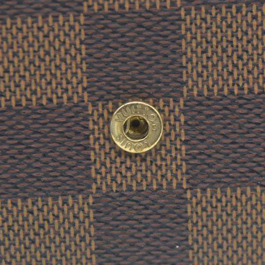 Louis Vuitton Damier Porte Monnaie Plat Coin Purse Wallet Brown MI1014