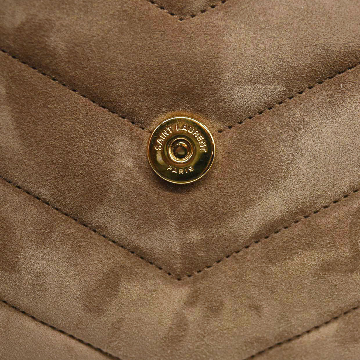 SAINT LAURENT  Suede Toy Loulou Shoulder Bag Taupe