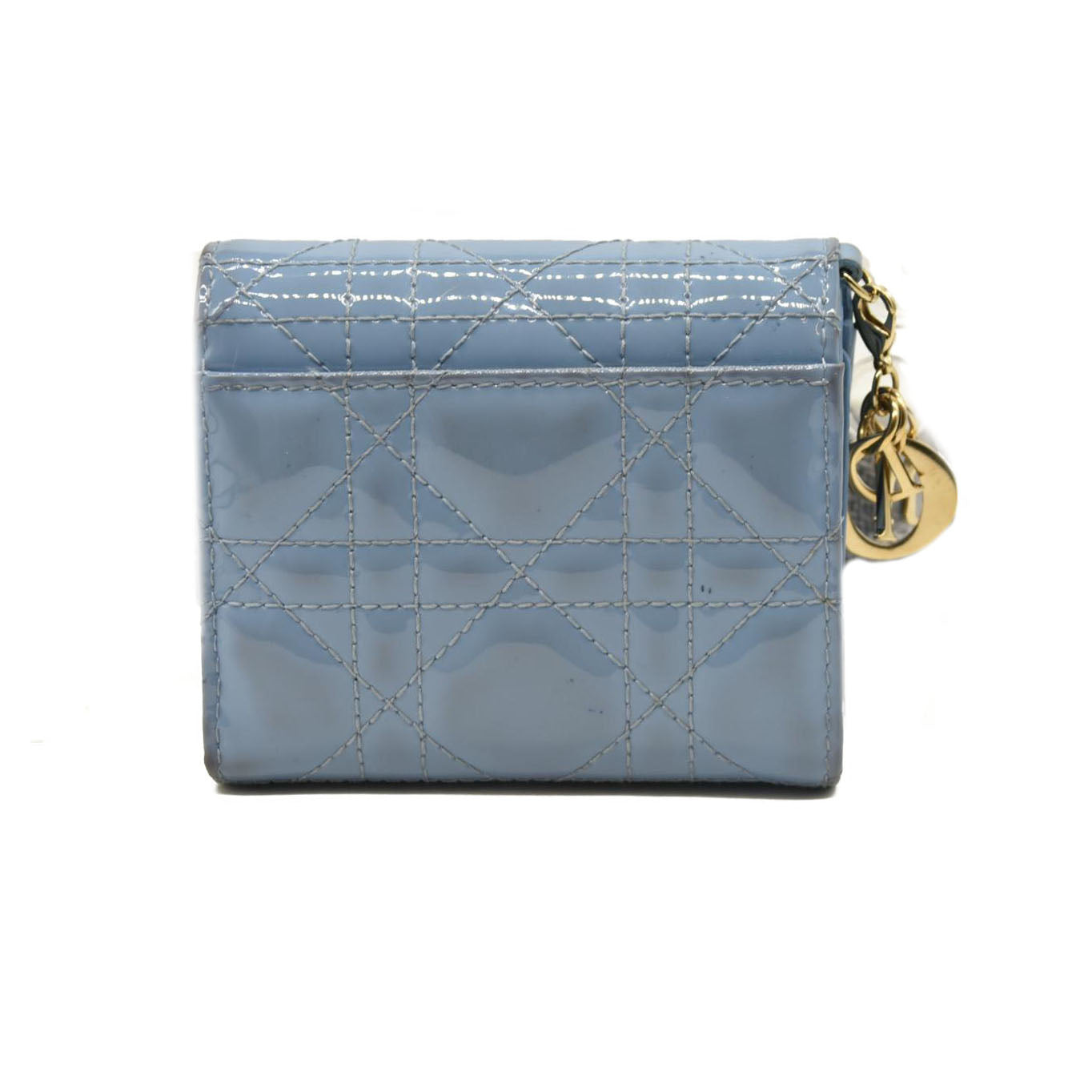 Christian Dior  Patent Cannage Lady Dior Lotus Wallet Light Blue