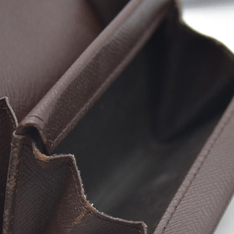 Louis Vuitton Damier Porte Monnaie Plat Coin Purse Wallet Brown MI1014