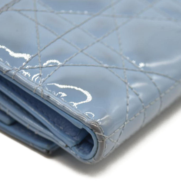 Christian Dior  Patent Cannage Lady Dior Lotus Wallet Light Blue
