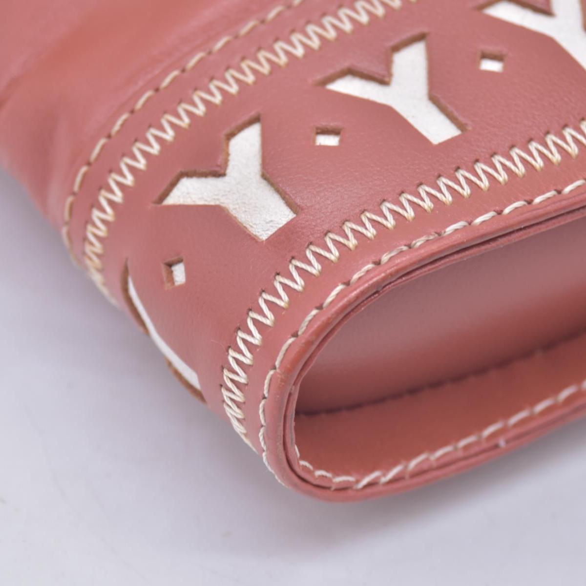 $980 YVES SAINT LAURENT Calfskin Cutout Y Monogram Flap Shoulder Bag Terracotta CONSIGNMENT 10021247
