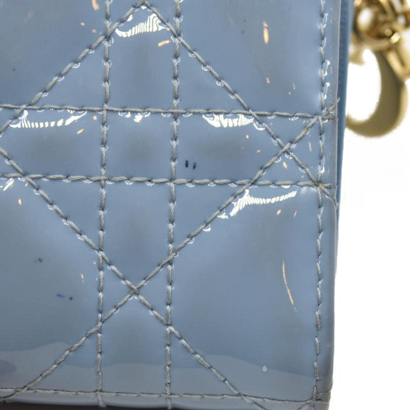 Christian Dior  Patent Cannage Lady Dior Lotus Wallet Light Blue