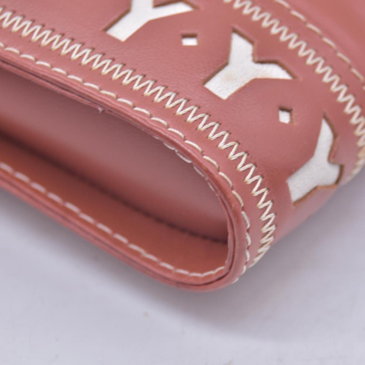 $980 YVES SAINT LAURENT Calfskin Cutout Y Monogram Flap Shoulder Bag Terracotta CONSIGNMENT 10021247