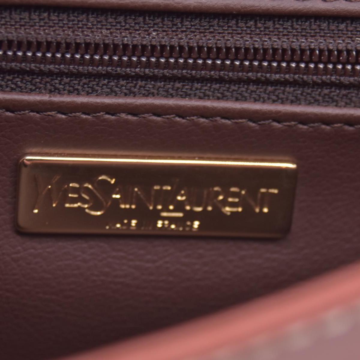 $980 YVES SAINT LAURENT Calfskin Cutout Y Monogram Flap Shoulder Bag Terracotta CONSIGNMENT 10021247