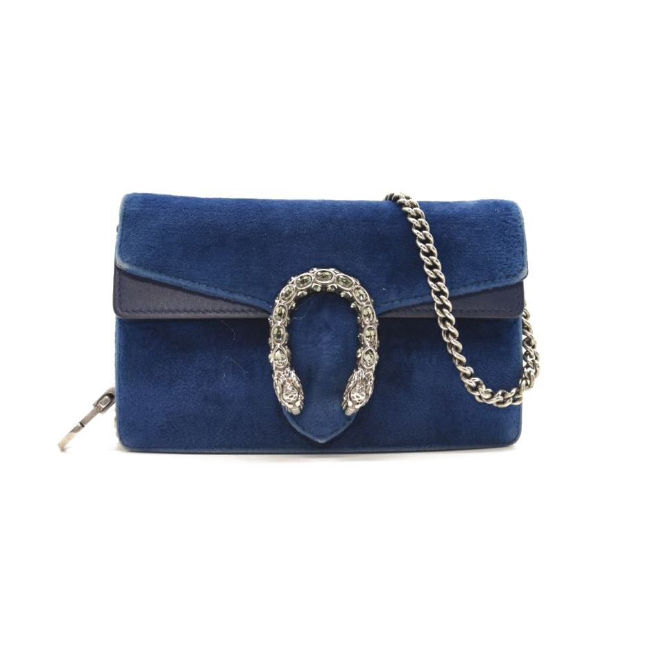 Gucci Velvet Super Mini Dionysus Shoulder Bag Dark Navy Blue