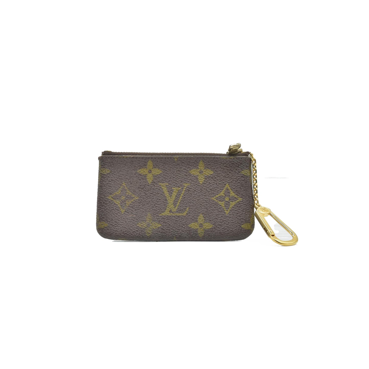$345 Louis Vuitton Monogram Pochette Cles Wallet Coin Purse Brown