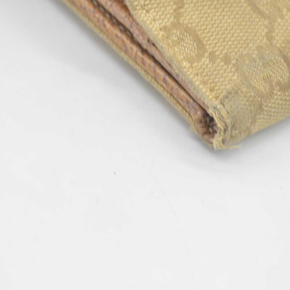 $420 Gucci Gucci Beige/Brown GG Canvas Nailhead Compact Wallet CONSIGNMENT