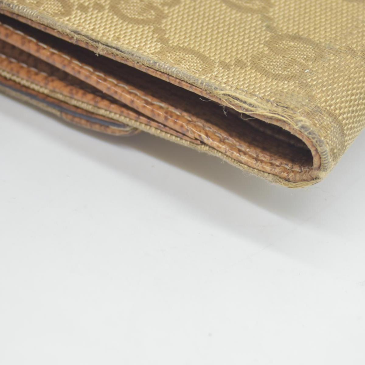 $420 Gucci Gucci Beige/Brown GG Canvas Nailhead Compact Wallet CONSIGNMENT