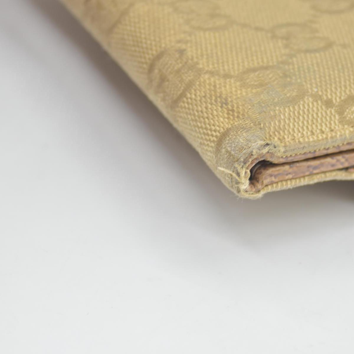 $420 Gucci Gucci Beige/Brown GG Canvas Nailhead Compact Wallet CONSIGNMENT