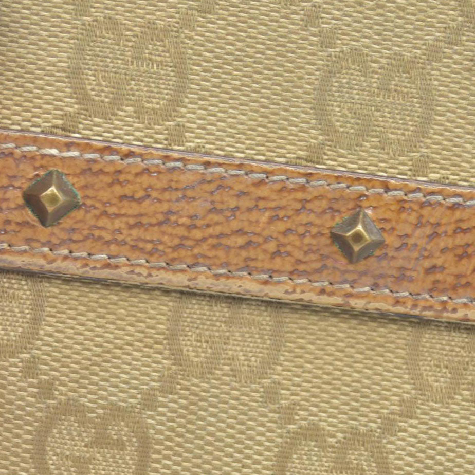 $420 Gucci Gucci Beige/Brown GG Canvas Nailhead Compact Wallet CONSIGNMENT