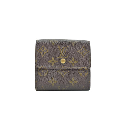 $605 Louis Vuitton Monogram Portefeiulle Elise Trifold Wallet Brown SP0924