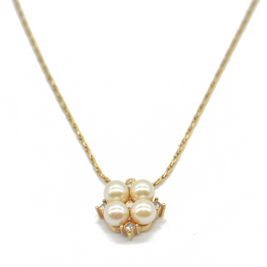 $550 Dior Petit Necklace Gold Finish Metal Necklace with Resin Pearl
