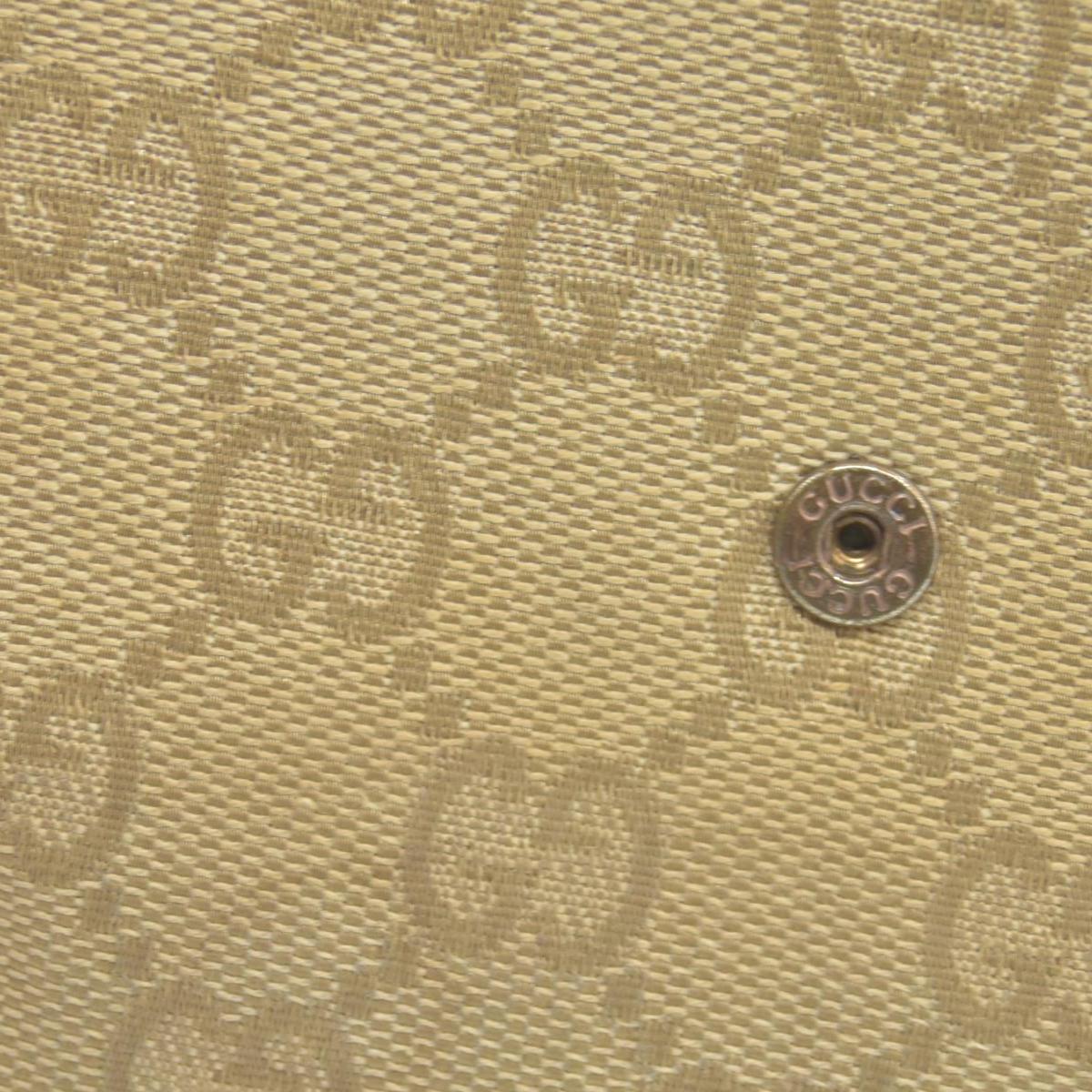 $420 Gucci Gucci Beige/Brown GG Canvas Nailhead Compact Wallet CONSIGNMENT