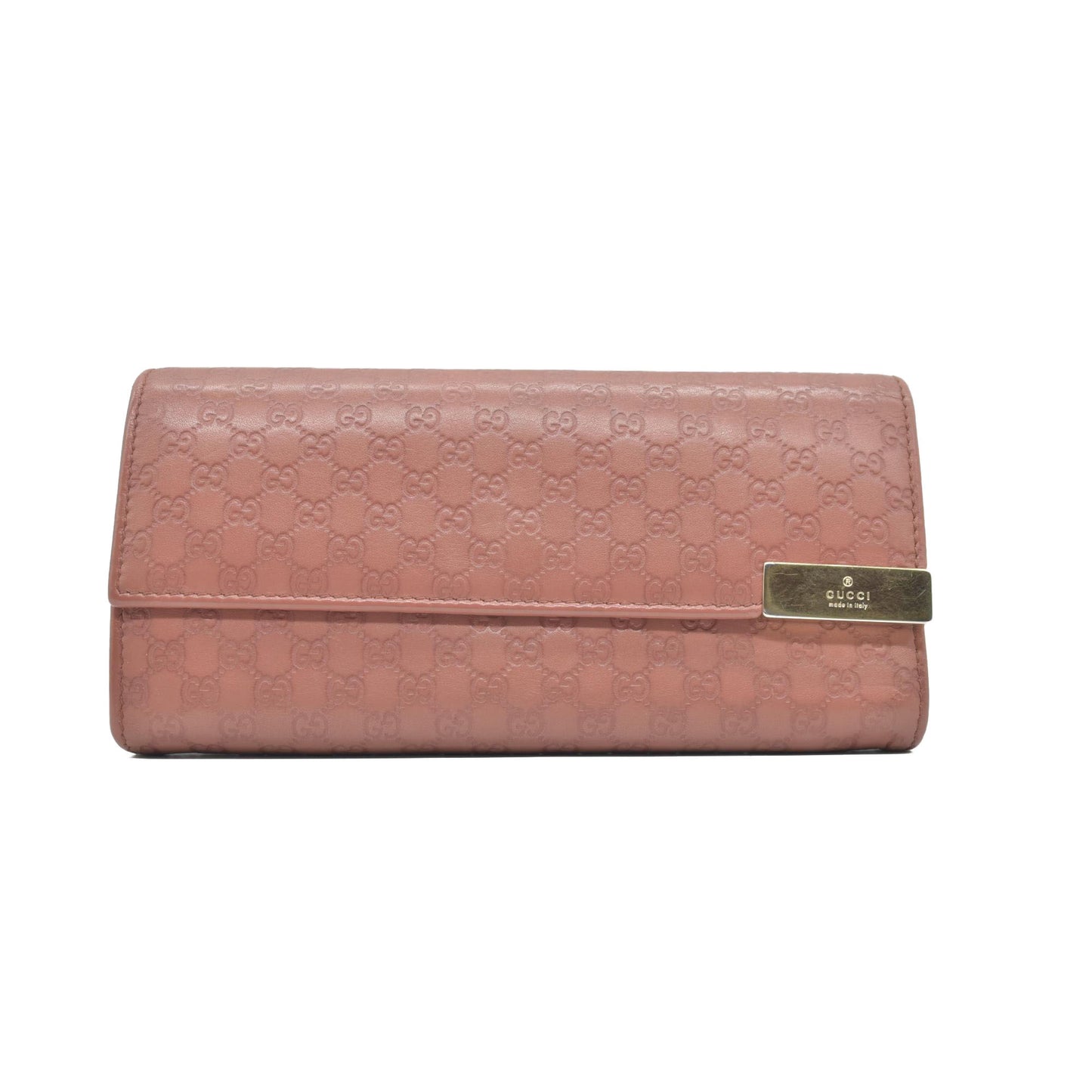 $690 Gucci Pink Microguccissima Leather Continental Wallet on Chain CONSIGNMENT