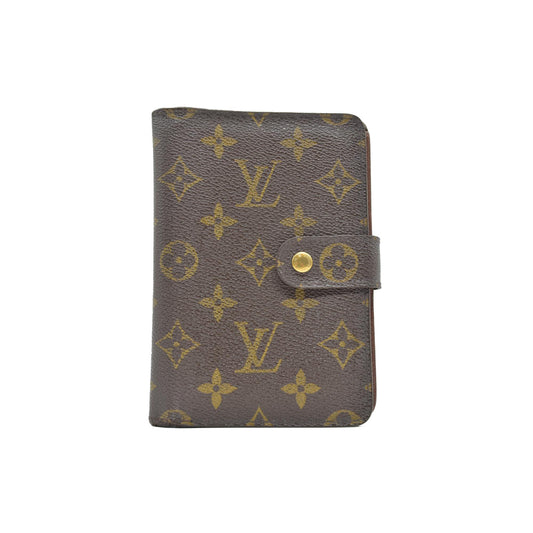 $750 Louis Vuitton Monogram Porte Papier Zippe Bifold Wallet Brown SP1021