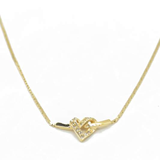 $550 Christian Dior Twisted Heart Necklace Metal Gold Tone