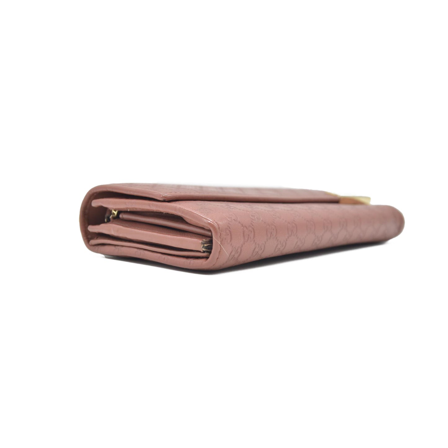 $690 Gucci Pink Microguccissima Leather Continental Wallet on Chain CONSIGNMENT